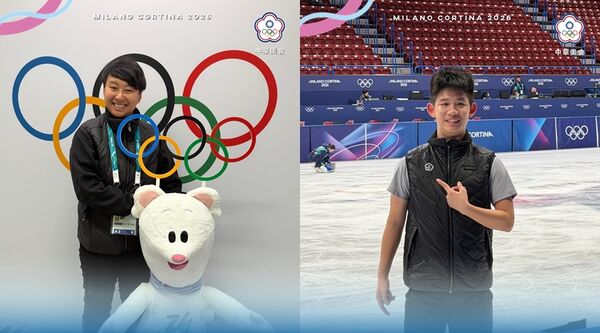 ▲女子掌旗官由雪車選手林欣蓉擔任，男部分則是由花式滑冰選手李宇翔出任。（圖／記者蔡厚瑄攝）