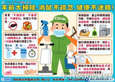 北市傳漢他病毒死亡案　南投衛生局提醒鼠類排泄物消毒再丟棄