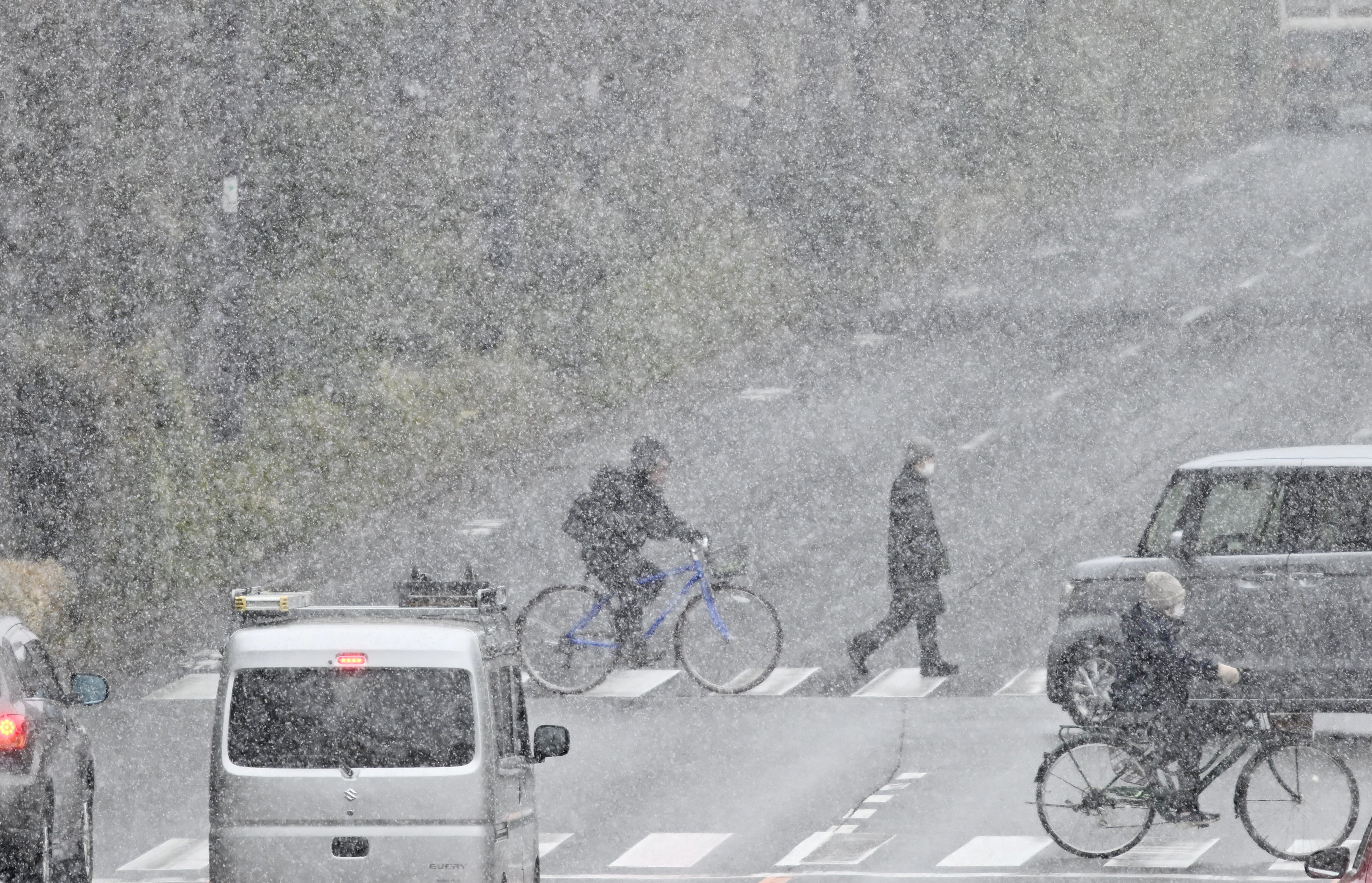 ▲▼日本東京都世田谷區7日開始降雪。（圖／達志影像／美聯社）