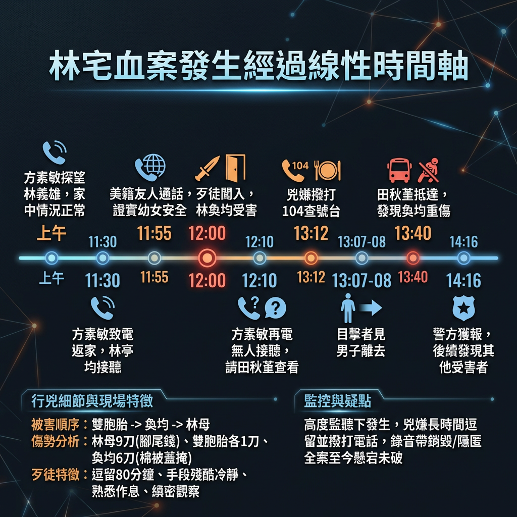 ▲▼根據監察院報告，林宅血案的行凶時序。（圖／）（AI協作圖／記者陶本和製作，經編輯審核）