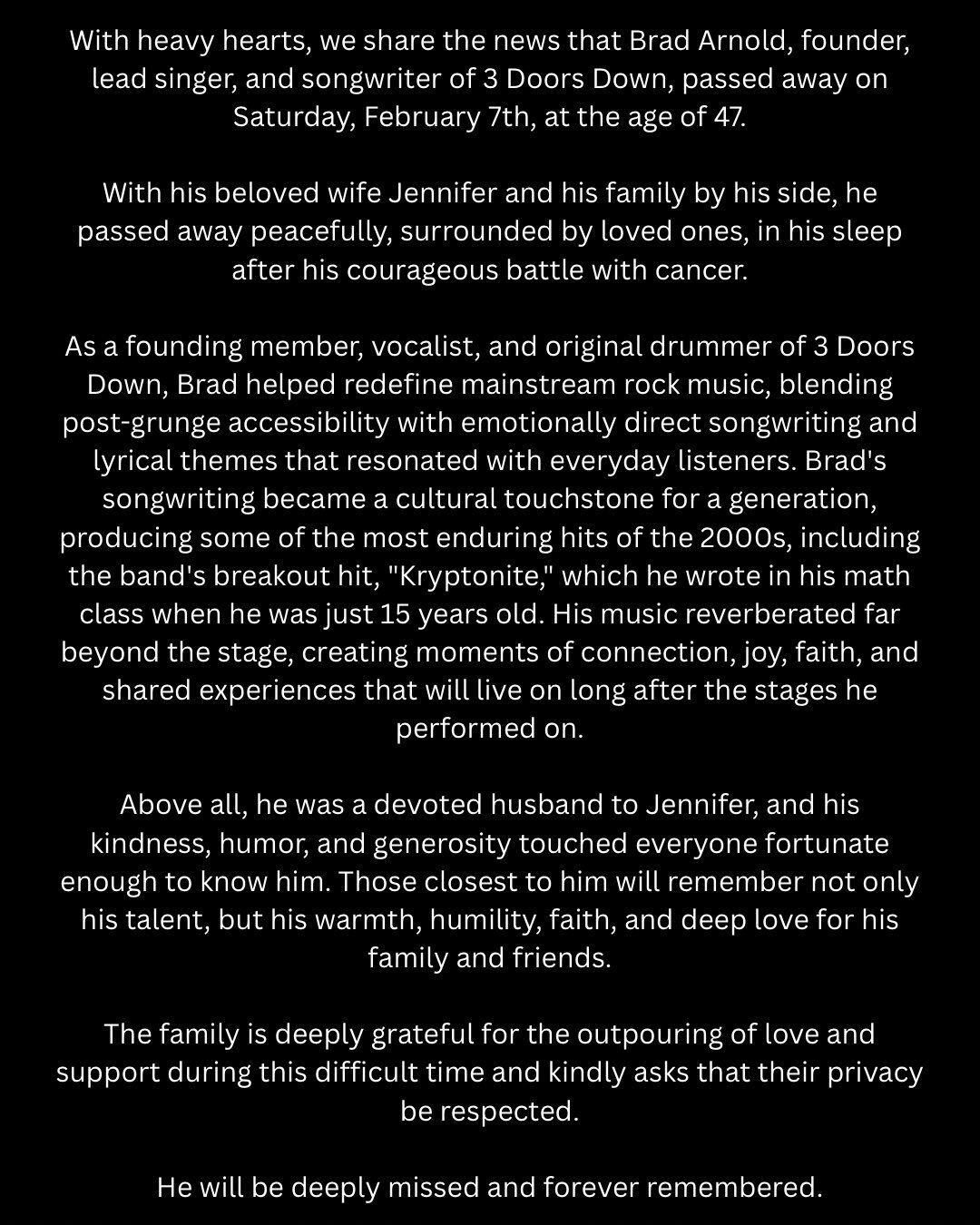 ▲▼「關門合唱團」才子主唱布拉德阿諾德癌逝，享年47歲。（圖／翻攝自X）