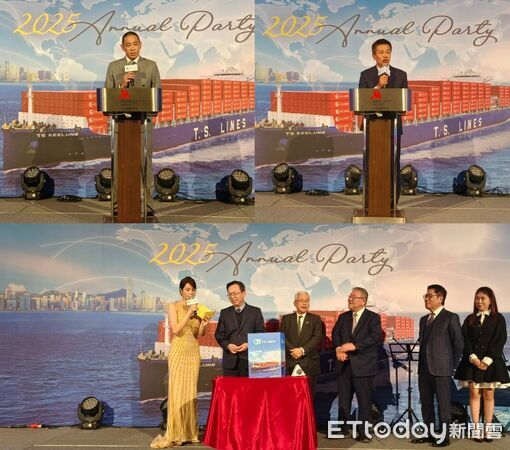 ▲左上圖德翔海運副董事長陳劭翔致詞；右上圖德翔海運總經理涂鴻麟上台致詞；下圖邀請貴賓驗船中心董長林國顯(左二)幫忙抽獎。（圖／記者張佩芬攝）