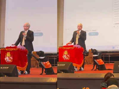 北榮院長在致詞「狗醫生Oba」狂伸手刷存在感　台下笑出聲