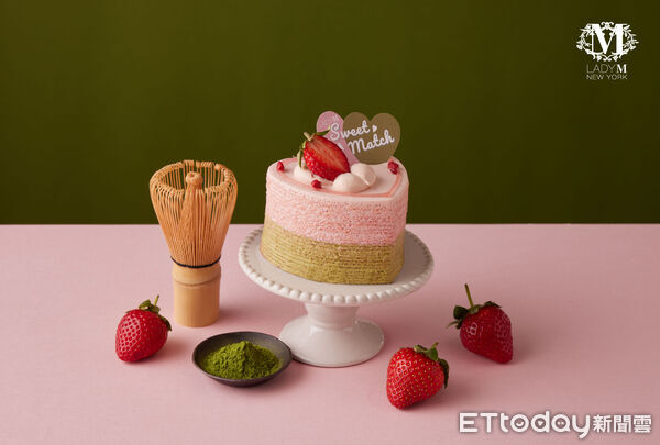 ▲▼Lady M則推出情人節限定「心型草莓抹茶千層蛋糕」。（圖／Lady M提供）