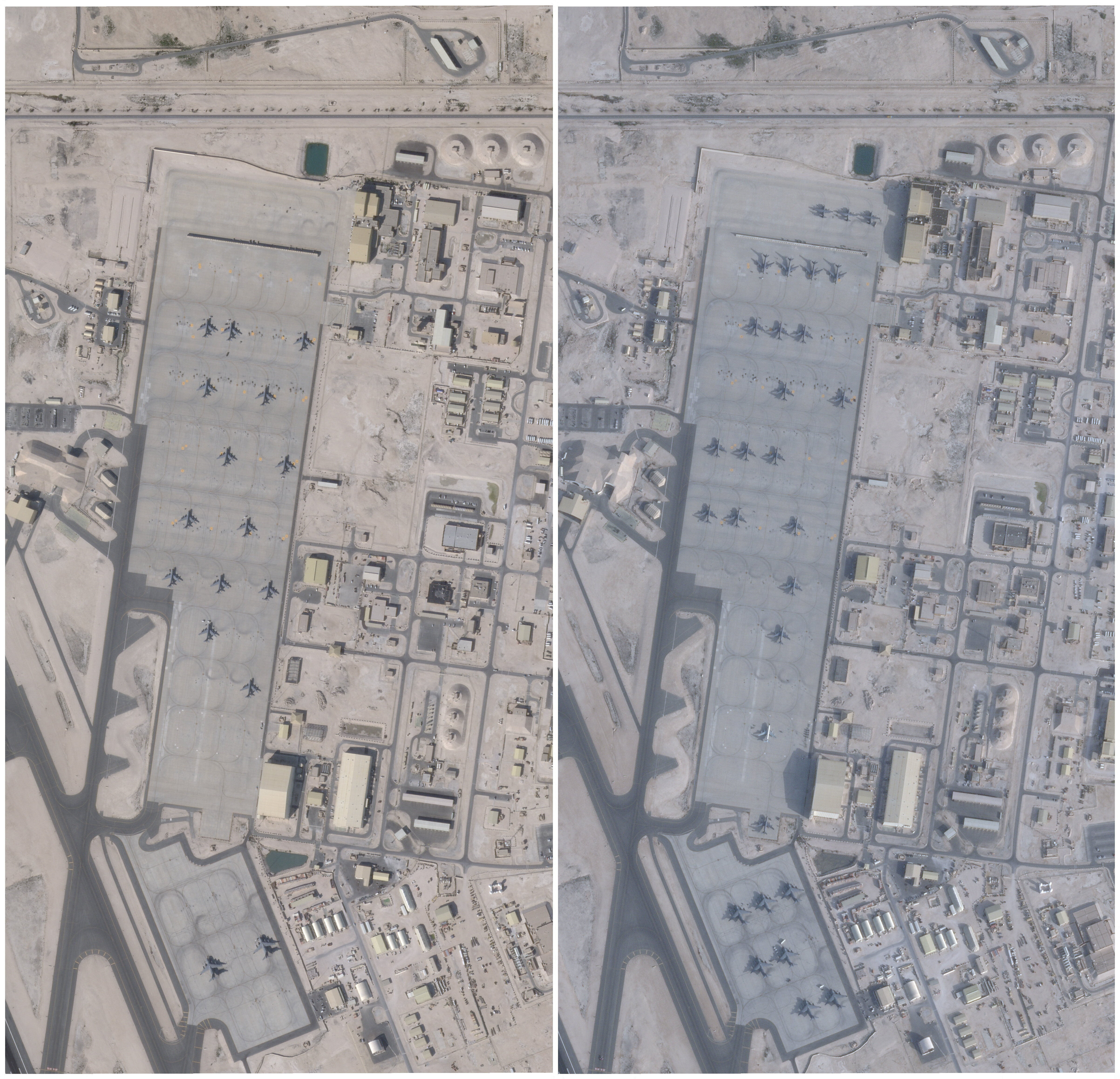 ▲▼ 美軍近期在中東最大軍事基地&mdash;&mdash;卡達烏代德基地（Al-Udeid Air Base）部署愛國者飛彈時，罕見採用機動式卡車發射平台。（圖／路透）