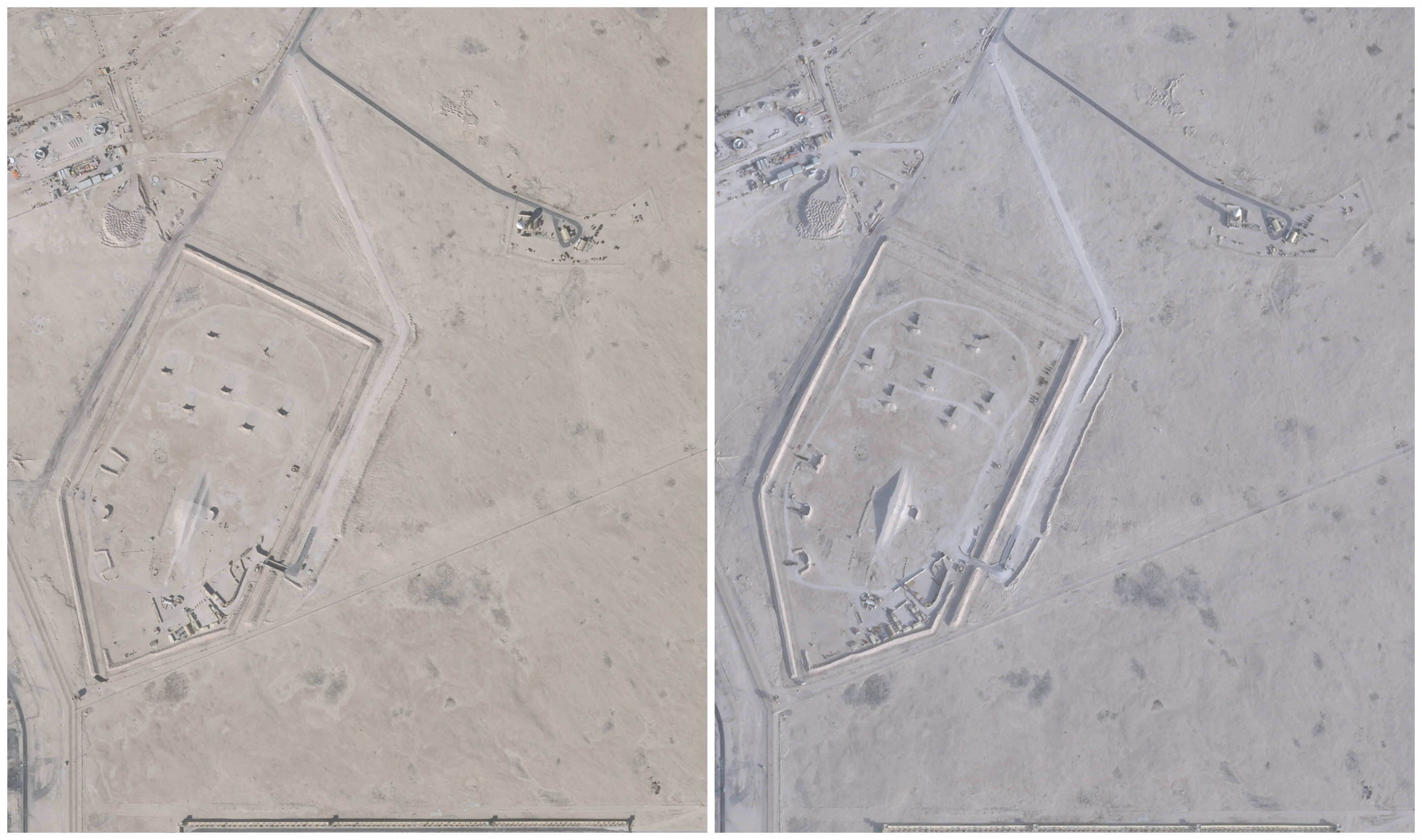 ▲▼ 美軍近期在中東最大軍事基地&mdash;&mdash;卡達烏代德基地（Al-Udeid Air Base）部署愛國者飛彈時，罕見採用機動式卡車發射平台。（圖／記者陳宛貞攝）