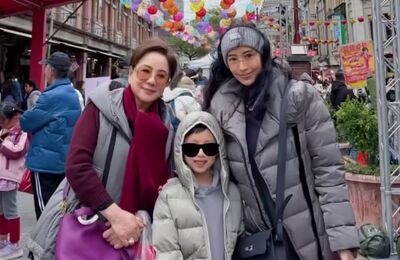 關穎背36萬愛馬仕逛年貨大街　美魔媽陪孫路邊吃糖葫蘆