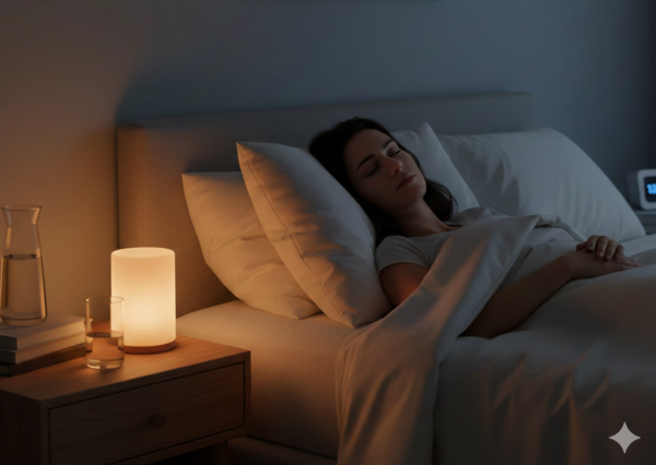 ▲開燈睡覺,睡眠,失眠,夜燈,睡覺。（AI協作圖／記者蔡惠如製作，經編輯審核）