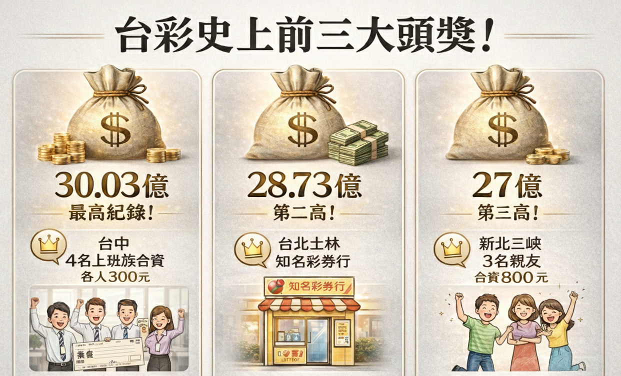 ▲▼台彩威力彩史上最高額頭獎紀錄。（AI協作圖／記者董美琪製作，經編輯審核）