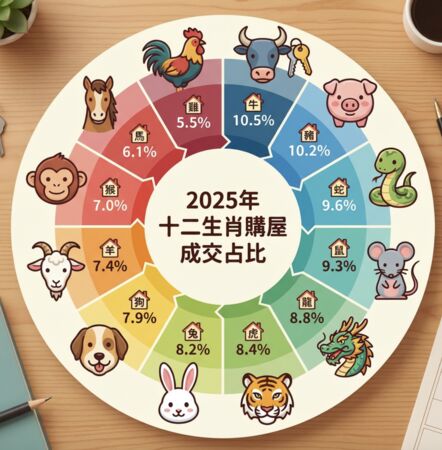 ▲▼      2025年十二生肖成交占比       。（AI協作圖／記者項瀚製作，經編輯審核）