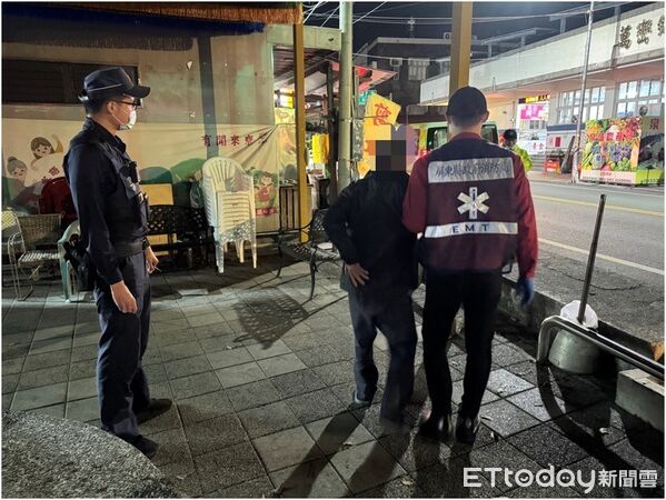 ▲內埔警方助林姓男子就醫。（圖／記者陳崑福翻攝）