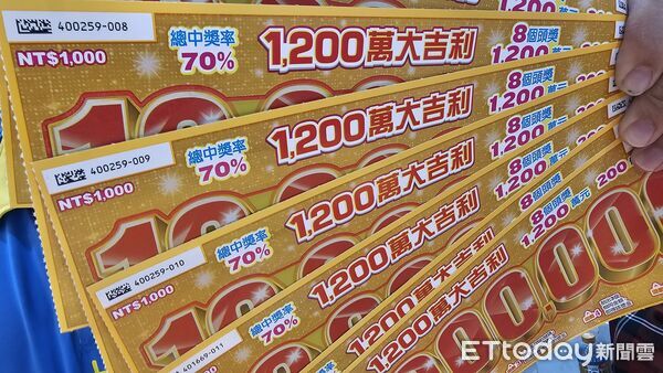 ▲2026年台彩春節刮刮樂1000元的1200萬大吉利。（圖／記者呂佳賢攝）
