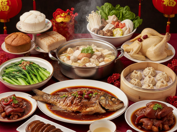 ▲▼年菜,圍爐,團圓飯,年夜飯。（AI協作圖／記者董美琪製作，經編輯審核）