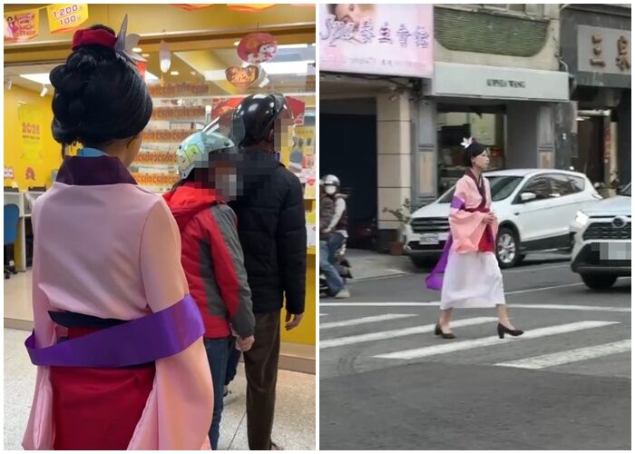 ▲▼花木蘭真的來了，本尊排隊買刮刮樂。（圖／網友left_hand_foto提供，請勿隨意翻拍，以免侵權。）