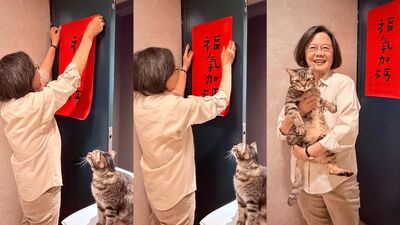 蔡英文貼春聯遭監督「我不敢貼歪」　真相照曝光笑瘋萬人