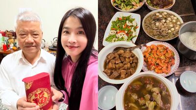 喪母後第一個過年!小嫻除夕上香惹鼻酸 堅強圍爐「送爸爸大紅包」