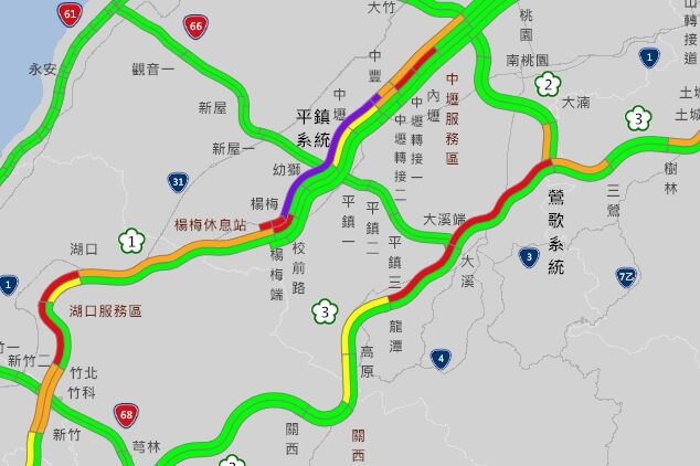 ▲▼塞車。（圖／高公局即時路況）