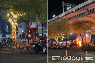 恐怖縱火畫面曝！屏東油漆工投擲「松香水彈」　火車站外爆尖叫