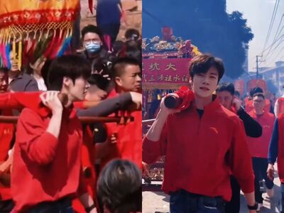 春節神明出巡驚見天菜！紅衣「抬轎男」竟是陸劇男神　目擊片瘋傳