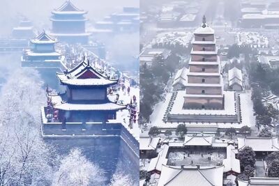 西安罕見下「鵝毛大雪」　居民全傻眼：老天爺，昨天還20多℃