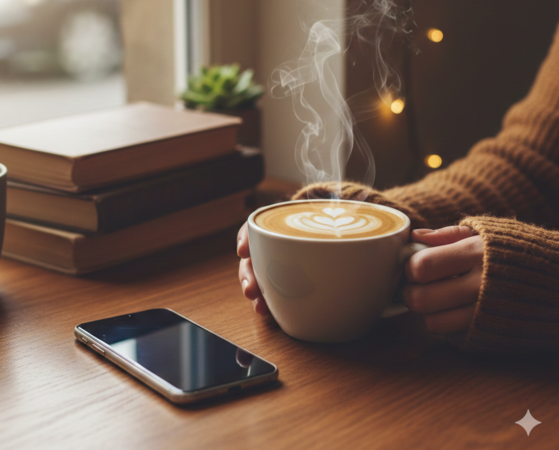 ▲咖啡,手機。（AI協作圖／記者蔡惠如製作，經編輯審核）