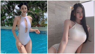 一開工「李雅英解放泳裝脫了」！挖空包不住超兇上圍  露深溝全被拍