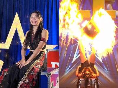 台灣女孩楊立微登《達人秀》！倒立雙腿滾「燃燒火缸」全場驚叫