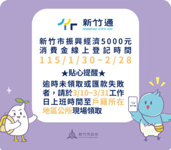 竹市5千元消費金數位申請2/28截止　高虹安提醒市民把握機會