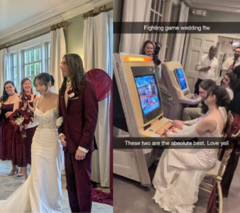 甜蜜新人婚禮用《劍魂》對決爆紅　格鬥取代共舞網羨慕：是真愛