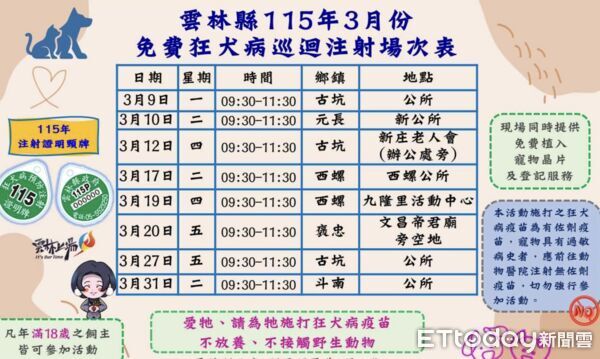 ▲愛犬施打疫苗免奔波，雲林巡迴服務深入鄉鎮。（圖／記者游瓊華翻攝）