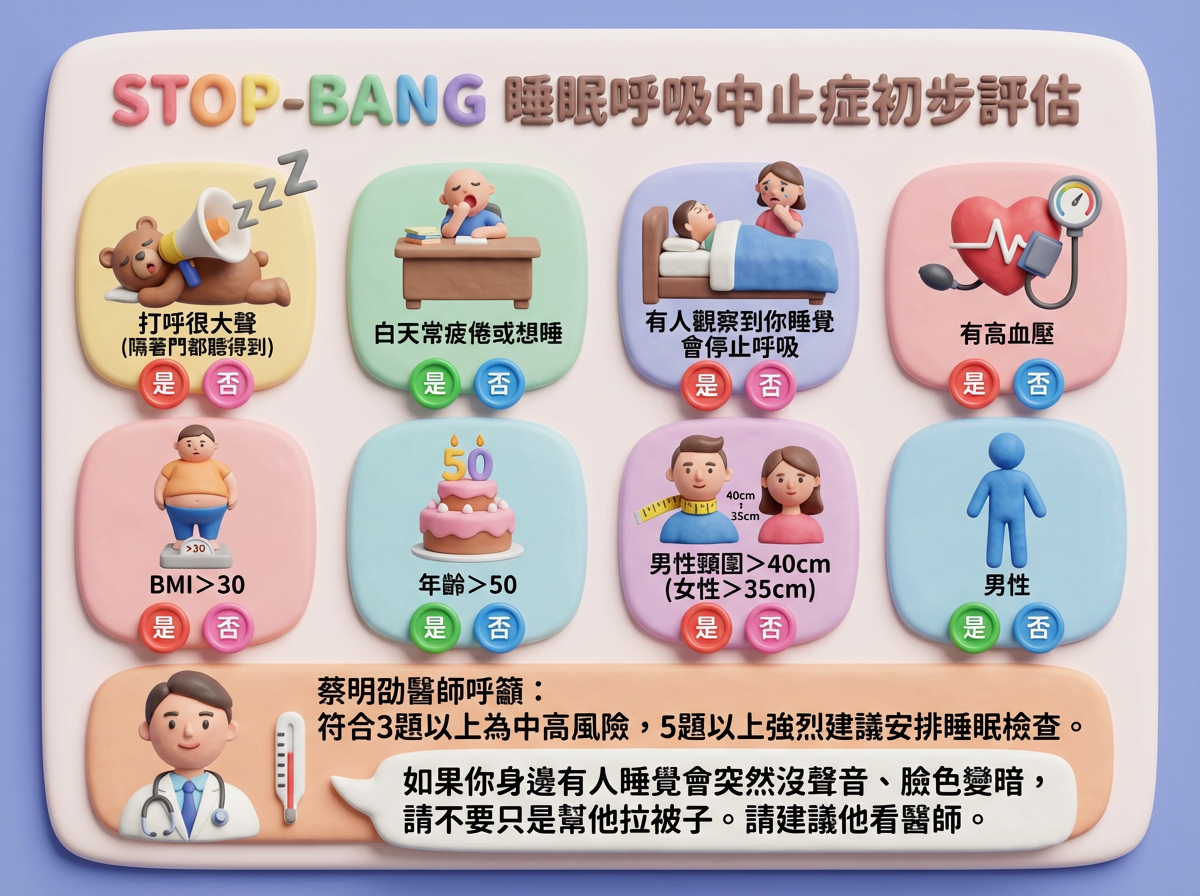 ▲▼睡眠呼吸中止症評估。（AI協作圖／記者李佳蓉製作，經編輯審核）