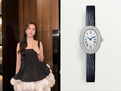 Jisoo俏麗造型少不了卡地亞　小巧橢圓錶包款收藏