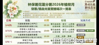 迎接綠色慶典！花蓮分署3月份24場贈苗活動　光復7場免發票可領