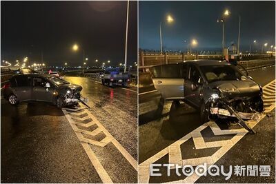 快訊／台68匝道處凌晨自撞！自小客車頭爛毀　駕駛拋飛車外命危
