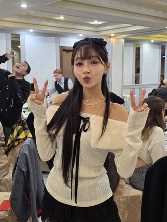 ▲芷霖與林襄參加春酒。（圖／記者葉文正攝）