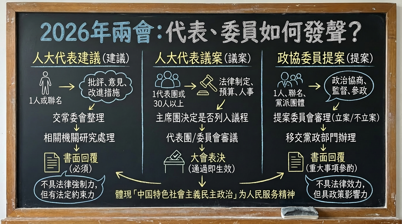 2026兩會/人大代表政協委員 「提案」「議案」「建議」大不同