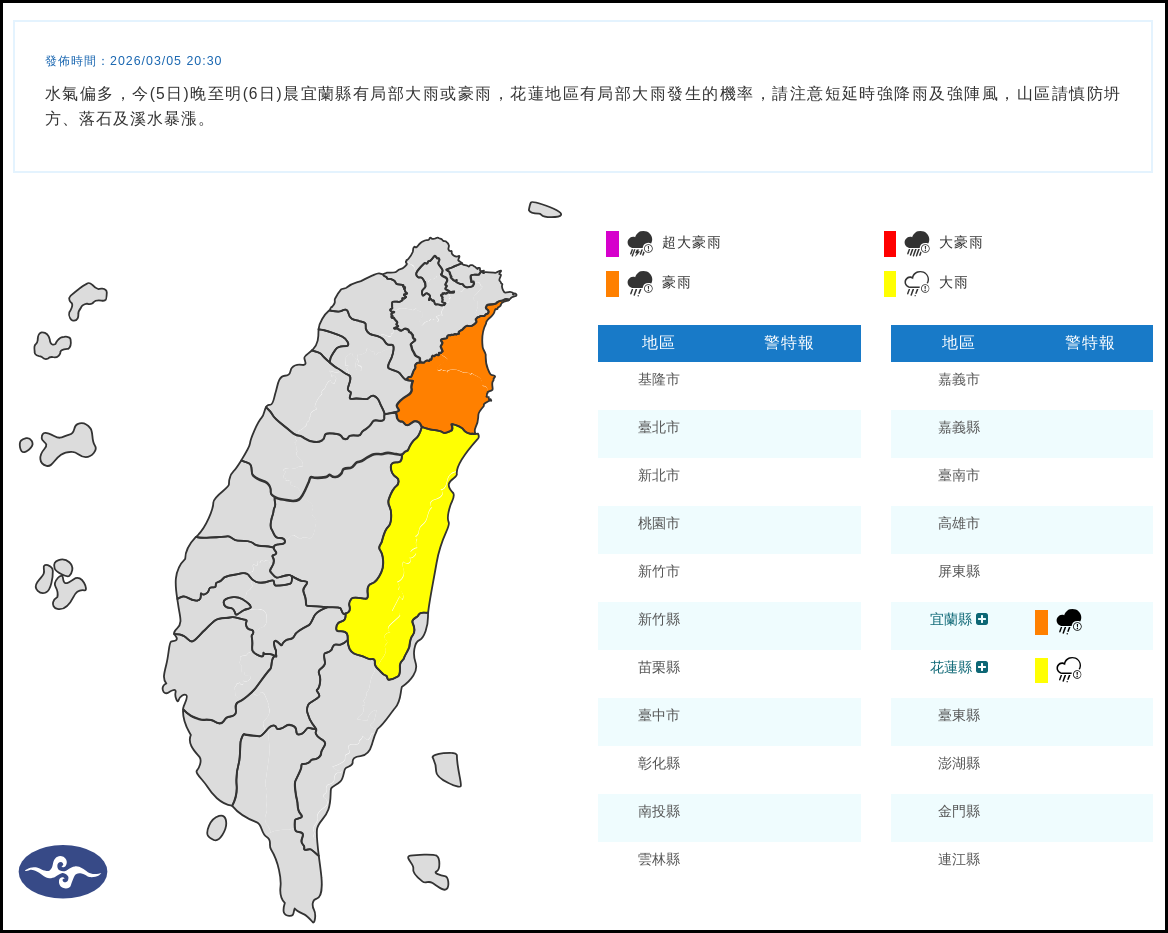 ▲▼豪雨特報。（圖／中央氣象署）
