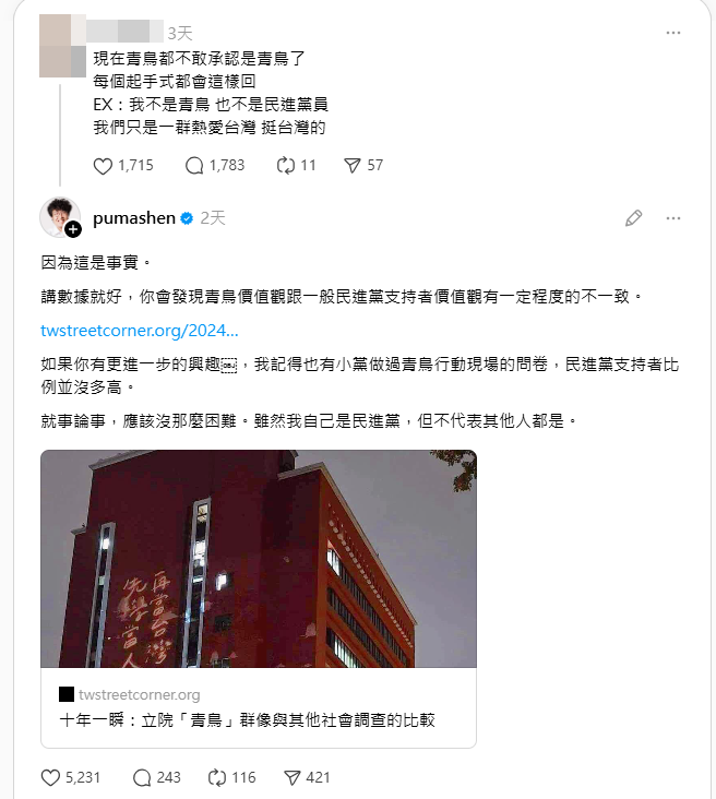 ▲▼沈伯洋疑似切割青鳥。（圖／翻攝沈伯洋Threads）