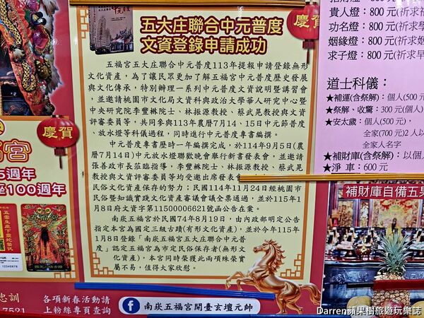 ▲▼桃園蘆竹全台最老財神廟「南崁五福宮」，開基玄壇元帥祖廟歷史文化參拜攻略。（圖／部落客DARREN提供）