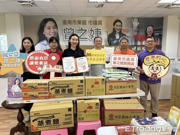 ▲府城聖巡堂台南金虎爺會春節祝壽活動，各地宮廟與企業到場祝賀並敬獻供品。（記者林東良翻攝，下同）