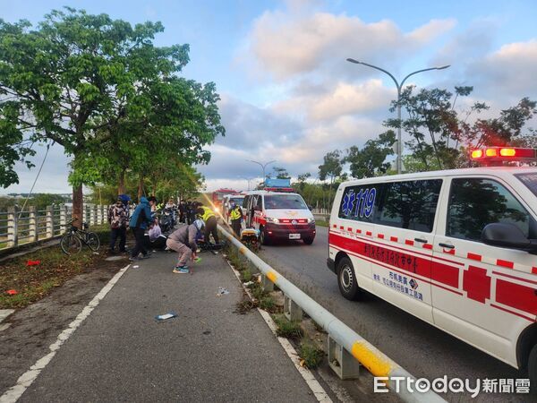 ▲▼后里3輛機踏車撞成一起，3名駕駛都說不知怎麼發生的。（圖／民眾提供，下同）