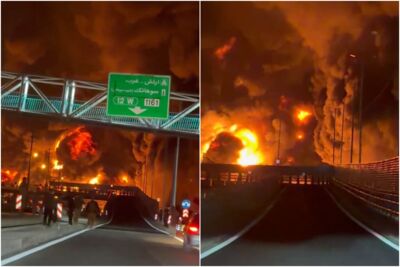 驚人畫面曝！以軍轟炸伊朗3座油庫　火紅烈焰狂竄「黑夜變白天」