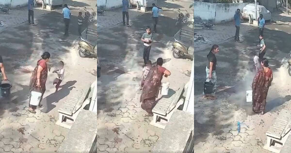 印度一名奶奶將整桶熱水潑在孫子身上。（圖／翻攝自臉書／Mirror Now）