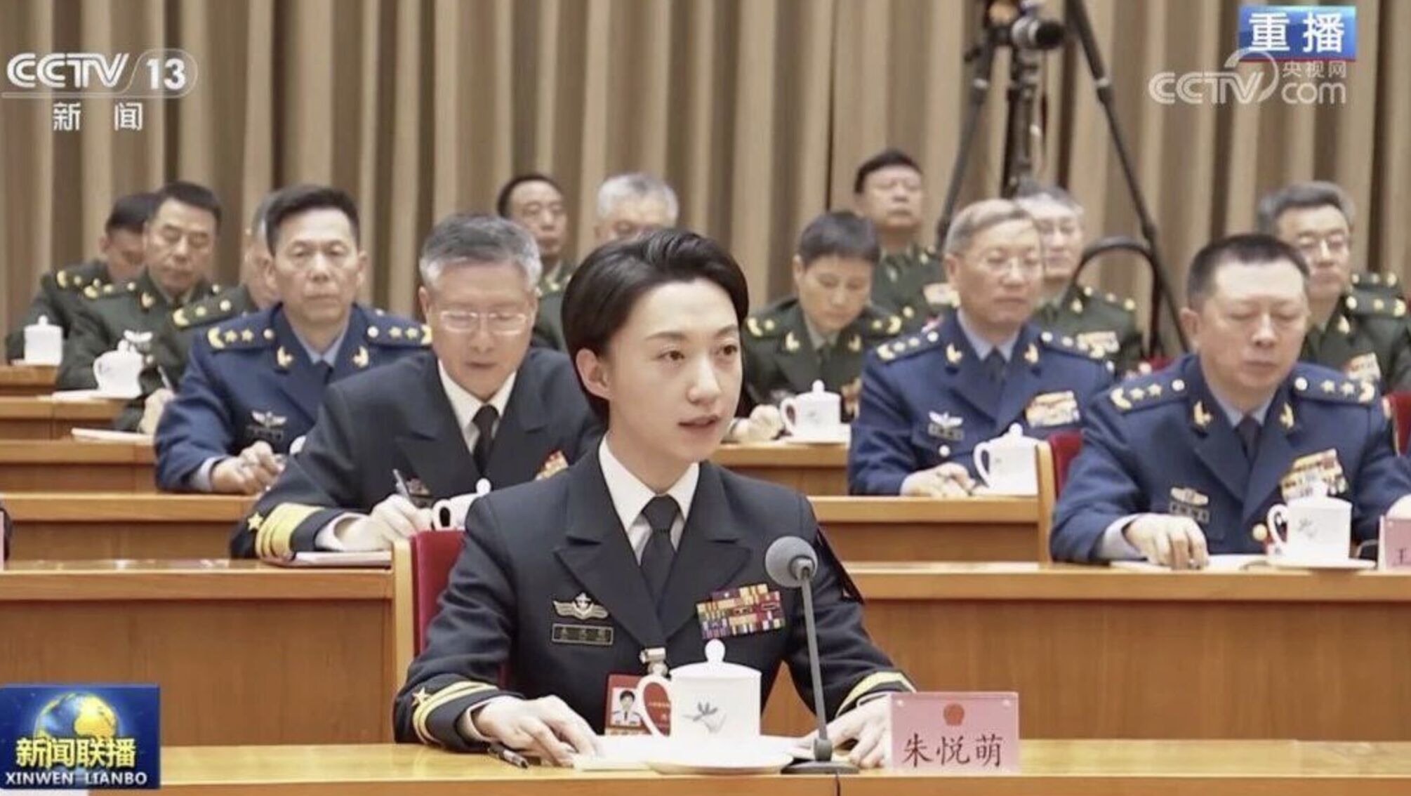 ▲遼寧艦女中校朱悅萌。（圖／翻攝央視）