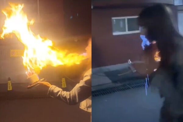 ▲▼陸甜美演員仿拍生日噴火蛋糕慘遭「毀容」。（圖／翻攝自微博）