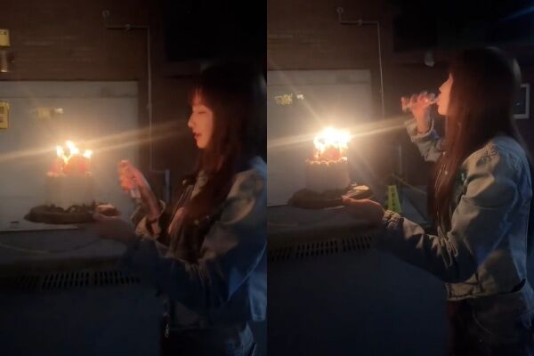 ▲▼陸甜美演員仿拍生日噴火蛋糕慘遭「毀容」。（圖／翻攝自微博）