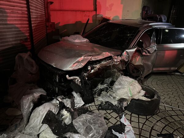 ▲員林市八條通10部機車遭酒駕男撞毀。（圖／警方提供）