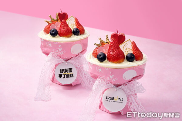 ▲▼TrueWin初韻今年首度推出情人節限定「草莓舒芙蕾花束」造型甜點。（圖／TrueWin初韻提供）