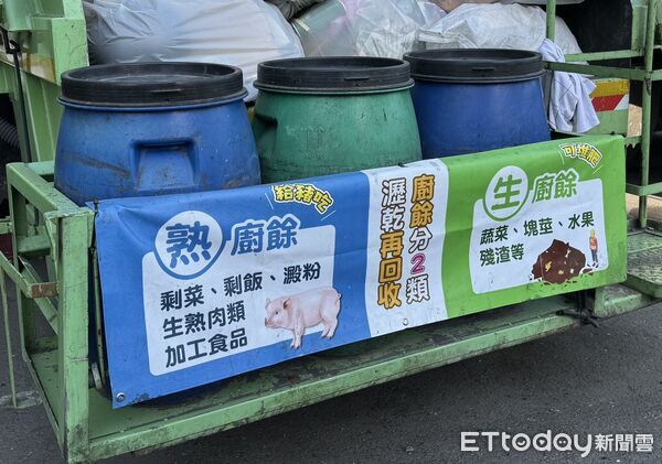 ▲台南市持續推動廚餘分類回收政策，各垃圾車設置廚餘回收桶。（記者林東良翻攝，下同）