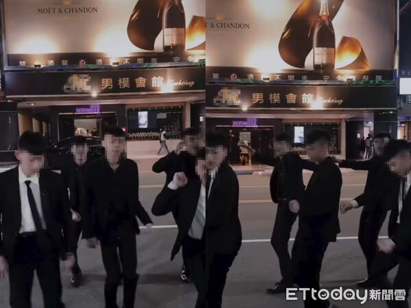 ▲5名頂著阿志頭、身材瘦弱的男公關當街跳舞賺流量。（圖／翻攝網路）